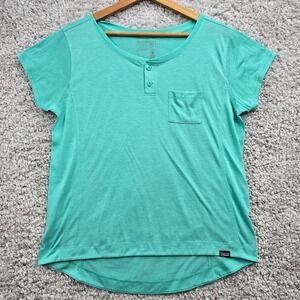 Patagonia Womens Capilene Cool Trail‎ Shirt Green Short Sleeve Size L Outdoor